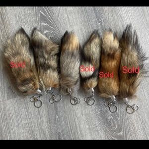 Real Kit Fox Real Fur Tail Keychain Purse Charm